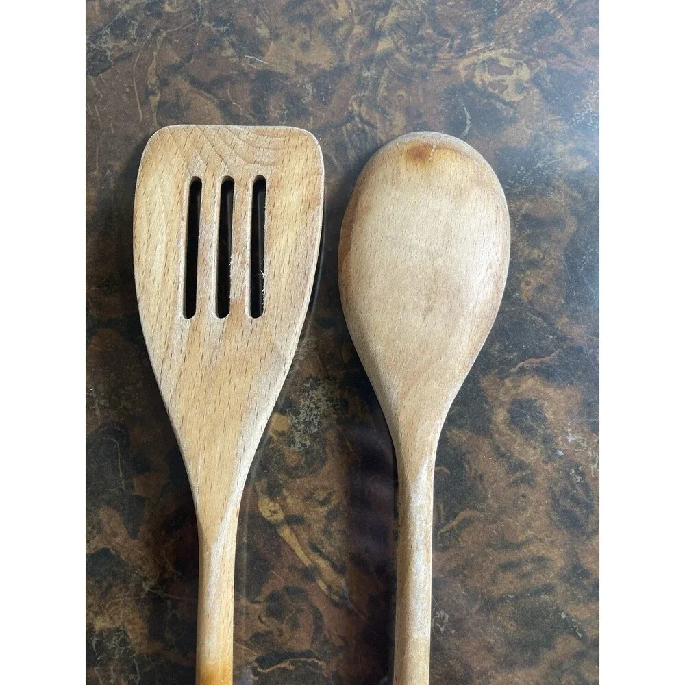 Cuisinart Pink Handle Wooden Utensil Set 13 1/2